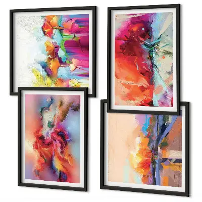 Kleurrijke abstracties van vorm meerluik in lijst