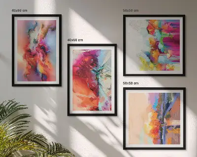 Kleurrijke abstracties van vorm meerluik in lijst