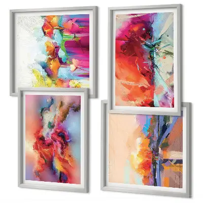 Kleurrijke abstracties van vorm meerluik in lijst