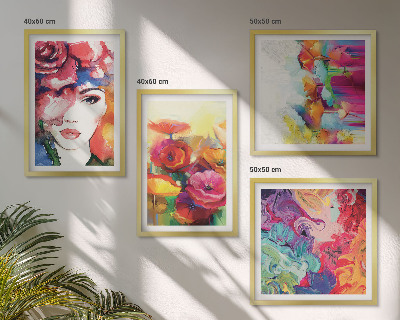 Set van posters met lijst Bloemen met intense kleuren, portret