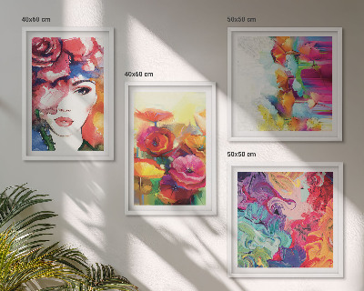 Set van posters met lijst Bloemen met intense kleuren, portret