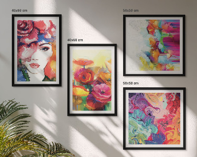 Set van posters met lijst Bloemen met intense kleuren, portret