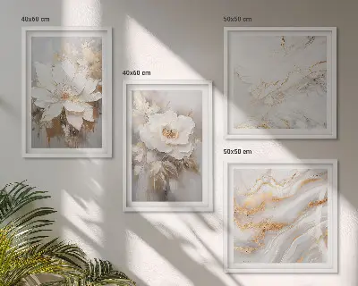Abstracte bloemen in marmer meerluik in lijst