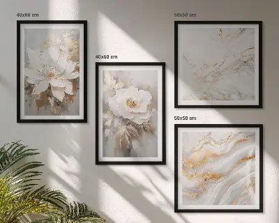 Abstracte bloemen in marmer meerluik in lijst