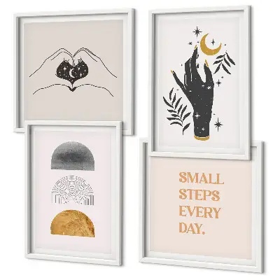 Minimalistische boho-posterset met lijst set van wanddecoratie