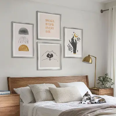 Minimalistische boho-posterset met lijst set van wanddecoratie
