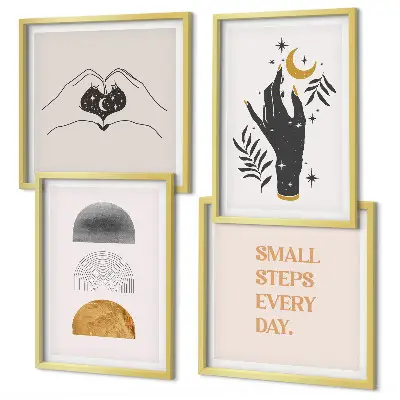 Minimalistische boho-posterset met lijst set van wanddecoratie