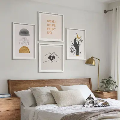 Minimalistische boho-posterset met lijst set van wanddecoratie