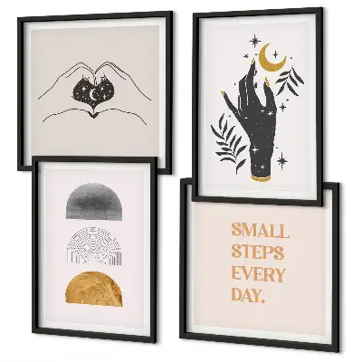 Minimalistische boho-posterset met lijst set van wanddecoratie