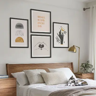 Minimalistische boho-posterset met lijst set van wanddecoratie
