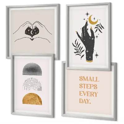 Minimalistische boho-posterset met lijst set van wanddecoratie