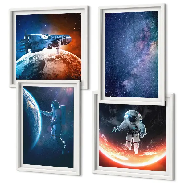 Set posters met lijst ruimteastronauten en sterren