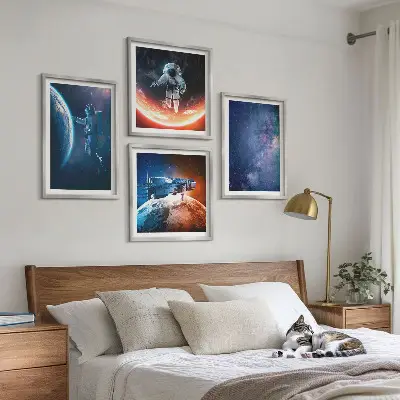 Set posters met lijst ruimteastronauten en sterren