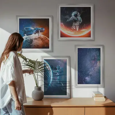 Set posters met lijst ruimteastronauten en sterren