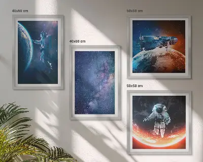 Set posters met lijst ruimteastronauten en sterren