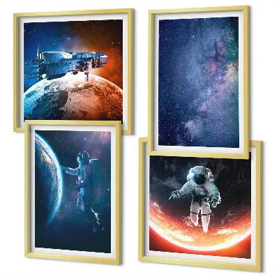 Set posters met lijst ruimteastronauten en sterren
