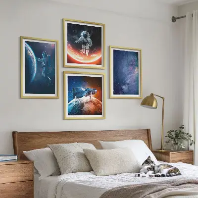 Set posters met lijst ruimteastronauten en sterren