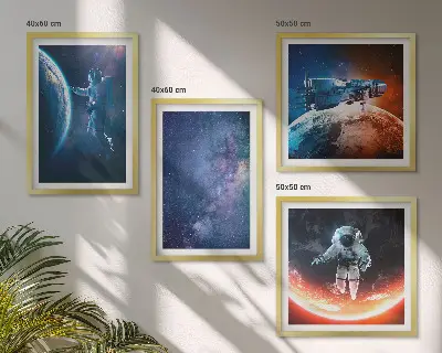 Set posters met lijst ruimteastronauten en sterren