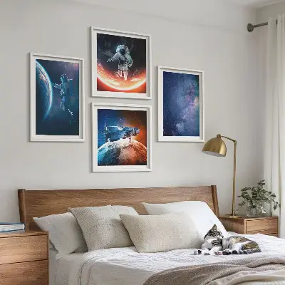Set posters met lijst ruimteastronauten en sterren