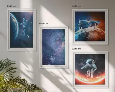 Set posters met lijst ruimteastronauten en sterren