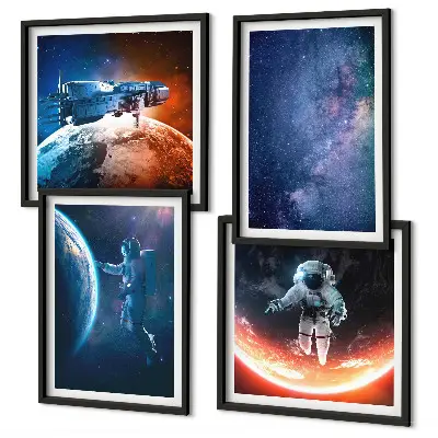 Set posters met lijst ruimteastronauten en sterren