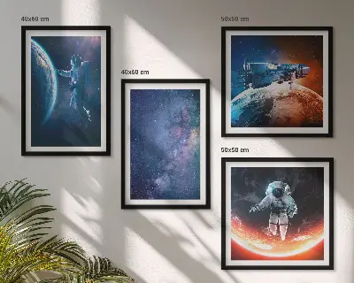Set posters met lijst ruimteastronauten en sterren
