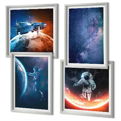 Set posters met lijst ruimteastronauten en sterren