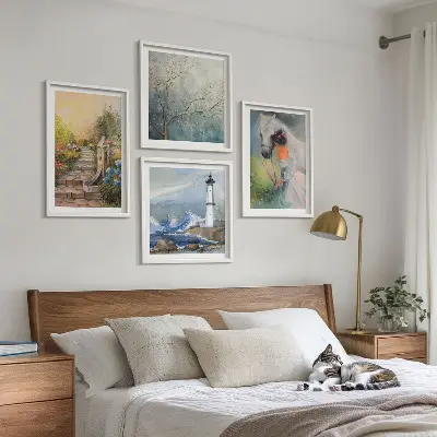 Set van posters met lijst Vuurtoren Landschap Meisje Paard