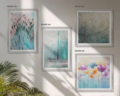 Pastelkleurige bloemen achtergrondpatronen meerluik in lijst