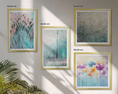 Pastelkleurige bloemen achtergrondpatronen meerluik in lijst