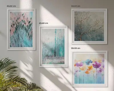 Pastelkleurige bloemen achtergrondpatronen meerluik in lijst