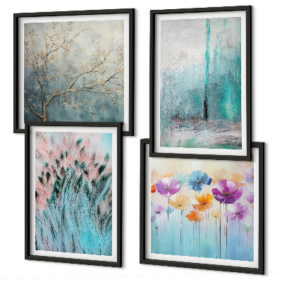 Meerluik in lijst Pastelkleurige bloemen achtergrondpatronen