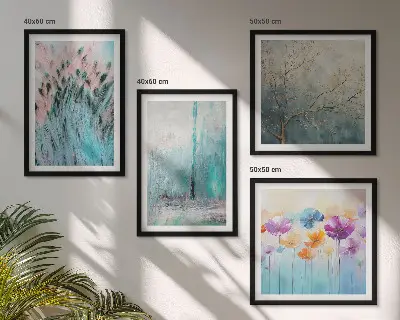 Pastelkleurige bloemen achtergrondpatronen meerluik in lijst