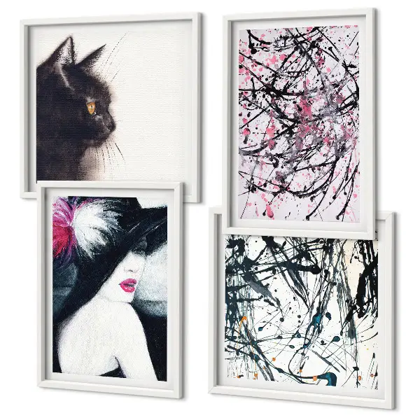 Abstracte kattenverfpatronen set van posters met lijst