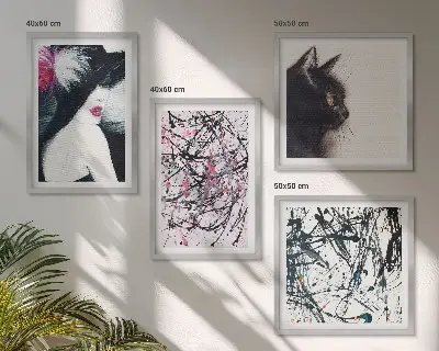 Abstracte kattenverfpatronen set van posters met lijst