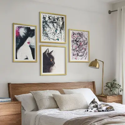 Abstracte kattenverfpatronen set van posters met lijst