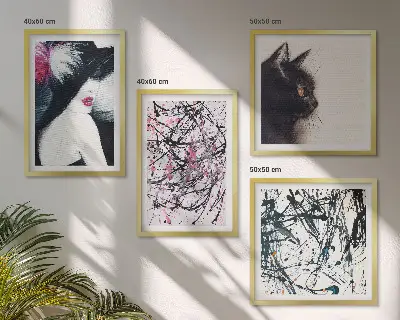 Abstracte kattenverfpatronen set van posters met lijst