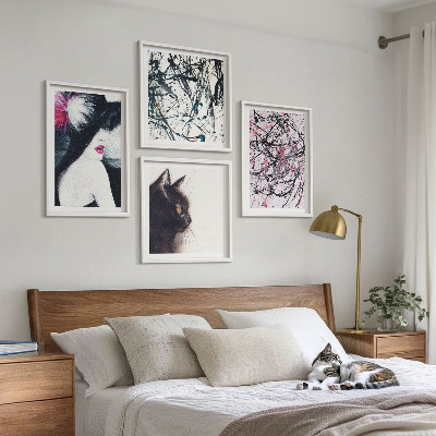 Set van posters met lijst Abstracte kattenverfpatronen
