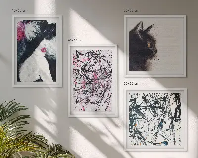 Abstracte kattenverfpatronen set van posters met lijst