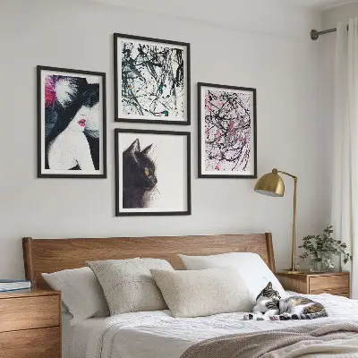 Abstracte kattenverfpatronen set van posters met lijst
