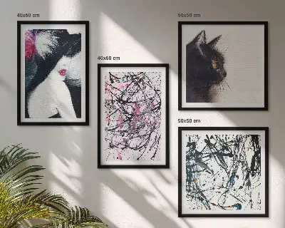 Abstracte kattenverfpatronen set van posters met lijst