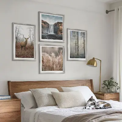 Boslandschappen van wilde natuur meerluik in lijst