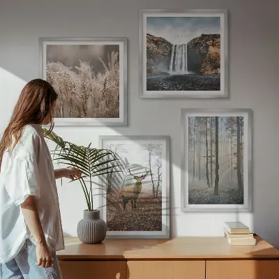 Boslandschappen van wilde natuur meerluik in lijst