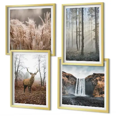 Boslandschappen van wilde natuur meerluik in lijst