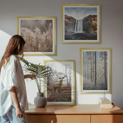 Boslandschappen van wilde natuur meerluik in lijst