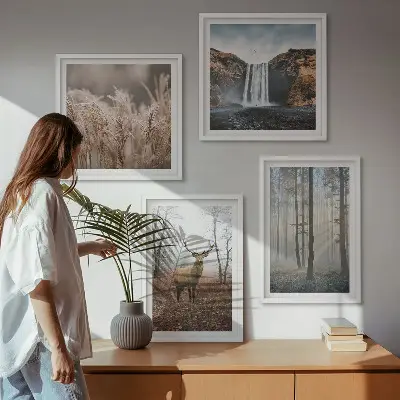 Boslandschappen van wilde natuur meerluik in lijst