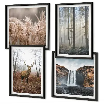 Boslandschappen van wilde natuur meerluik in lijst