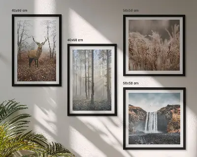 Boslandschappen van wilde natuur meerluik in lijst