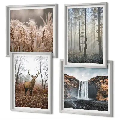 Boslandschappen van wilde natuur meerluik in lijst