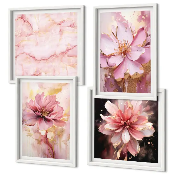 Bloemstukken van witte rozen set van posters met lijst